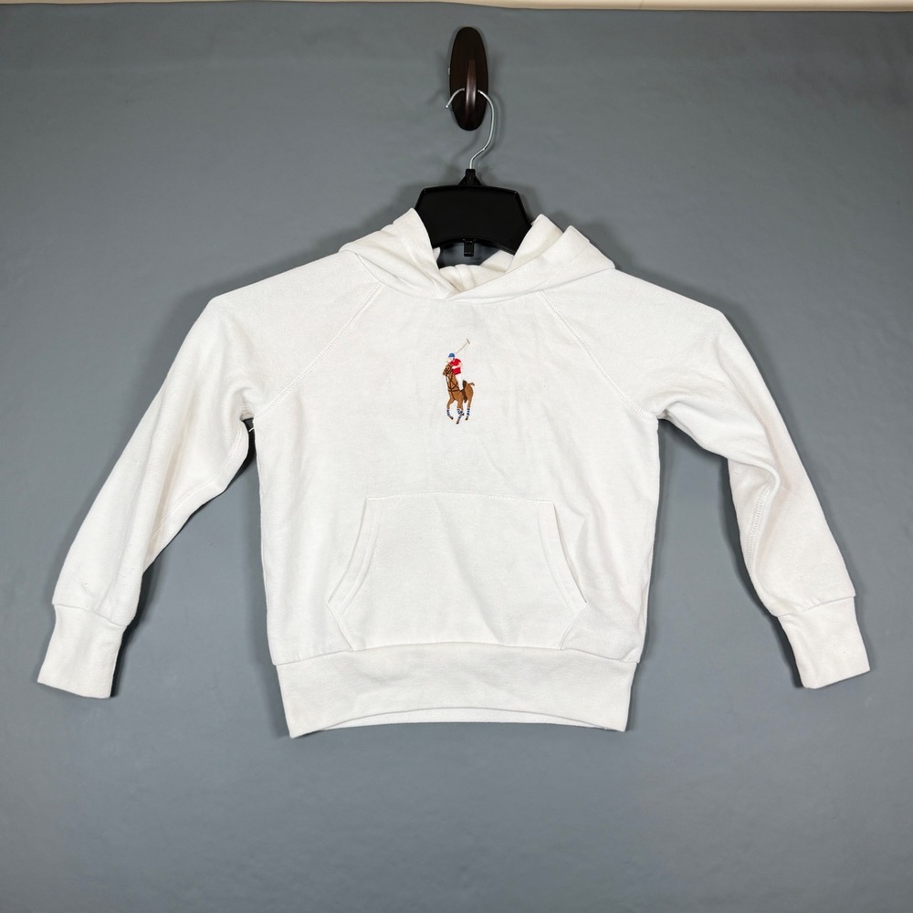 Polo Ralph Lauren Embroidered Logo White Hooded Sweatshirt S(7) Pullover